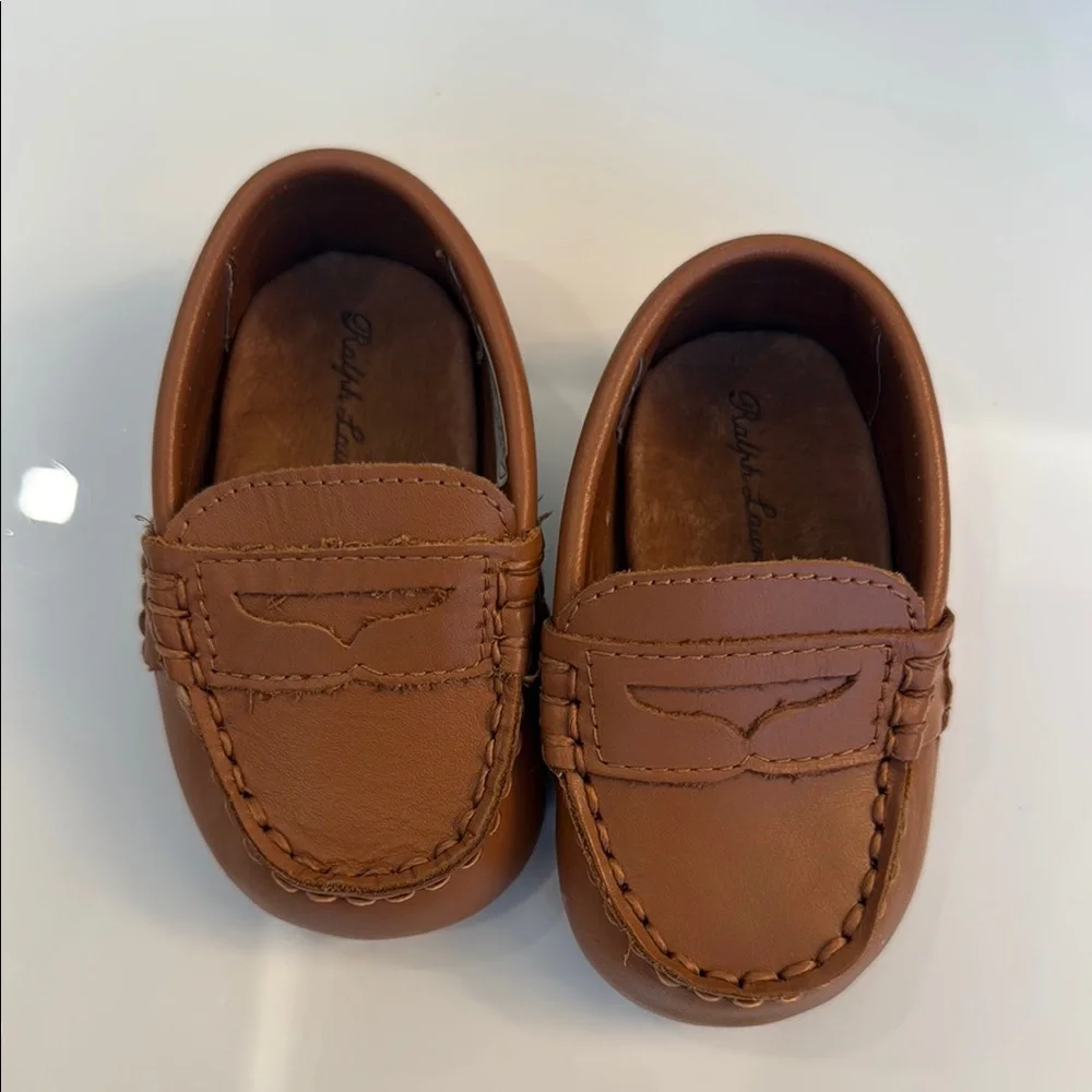 Ralph Lauren Brown Moccasin Shoes Classic Slip-On Design